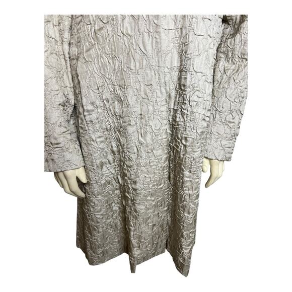 Eileen Fisher Tussah Silk One Button Overcoat Champagne Women's Size M Work - Picture 4 of 8